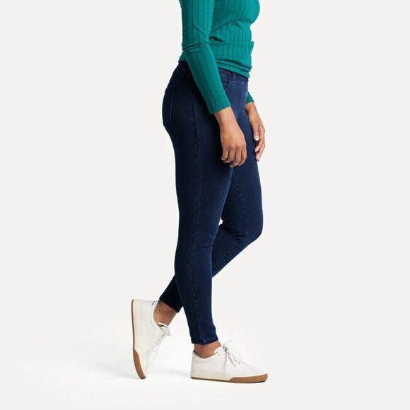 Betabrand Skinny Leg 4 Pocket Dark Wash Yoga Denim Jeans Size Medium Petite - Picture 1 of 13